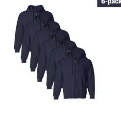 Gildan Adult Heavy Blend Full-Zip Hooded Sweatshirt, Soft Fleece Pocket Hoodie, 6-pack