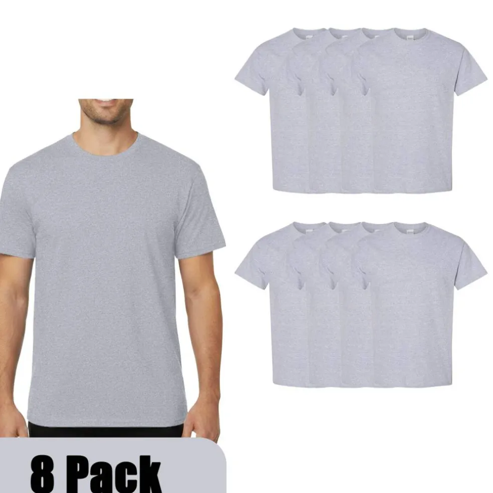 Gildan Heavy Cotton Blank Assorted T-Shirt, Casual 8 Pack Tee