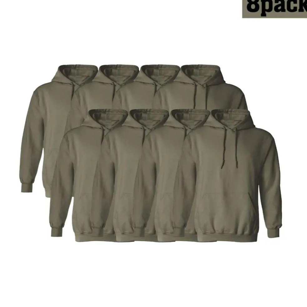 Gildan Men's Heavy Blend Fleece Hooded Sweatshirt, Everyday Pullover Pocket Hoodie, 8 Pack