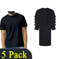 Gildan Softstyle Midweight Cotton Black T-Shirt, Adult Mix Pack Tee