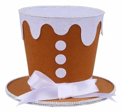 6.25" Gingerbread Glitter Top Hat Accent-XC726688