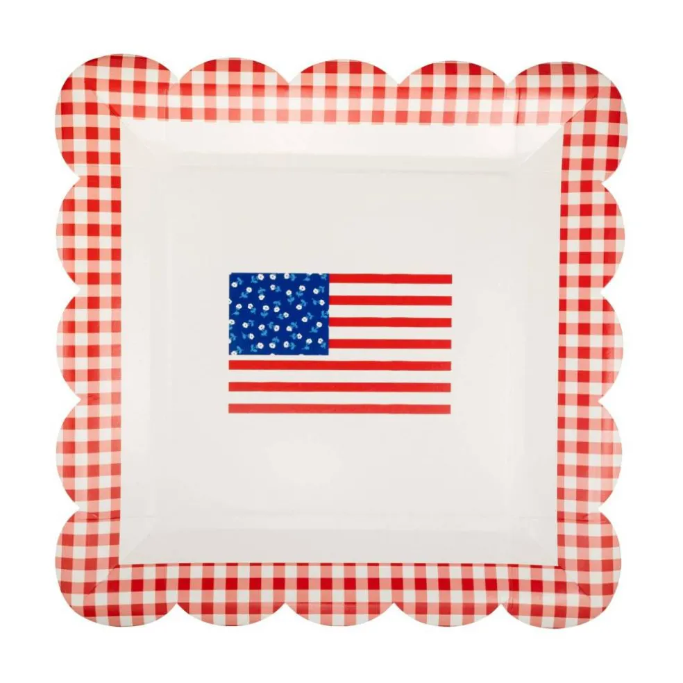 Gingham Flag Paper Plate