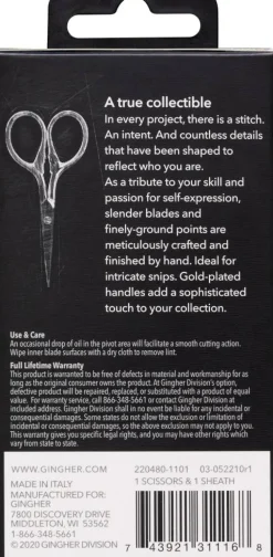 Gingher 3.5 Inch Goldhandle Lions Tail Embroidery Scissors