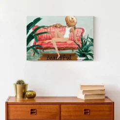 Girl on Chaise Canvas Wall Art