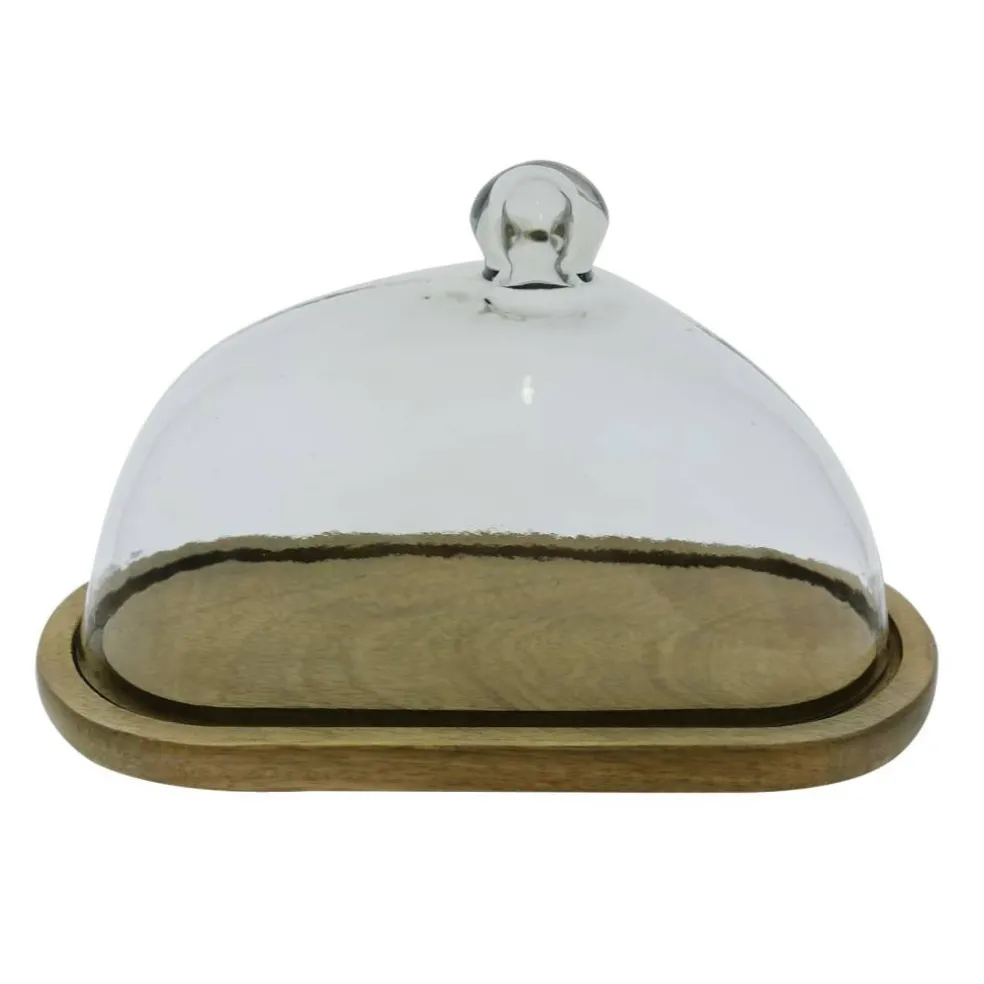 Glass Cloche & Wood Tray by Ashland®