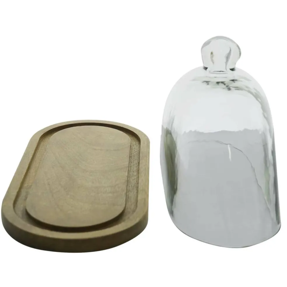 Glass Cloche & Wood Tray by Ashland®