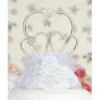 Glass Hearts Vintage Applique Cake Topper (White)