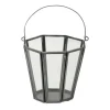 4.75" Glass & Iron Octagon Candle Holder Set