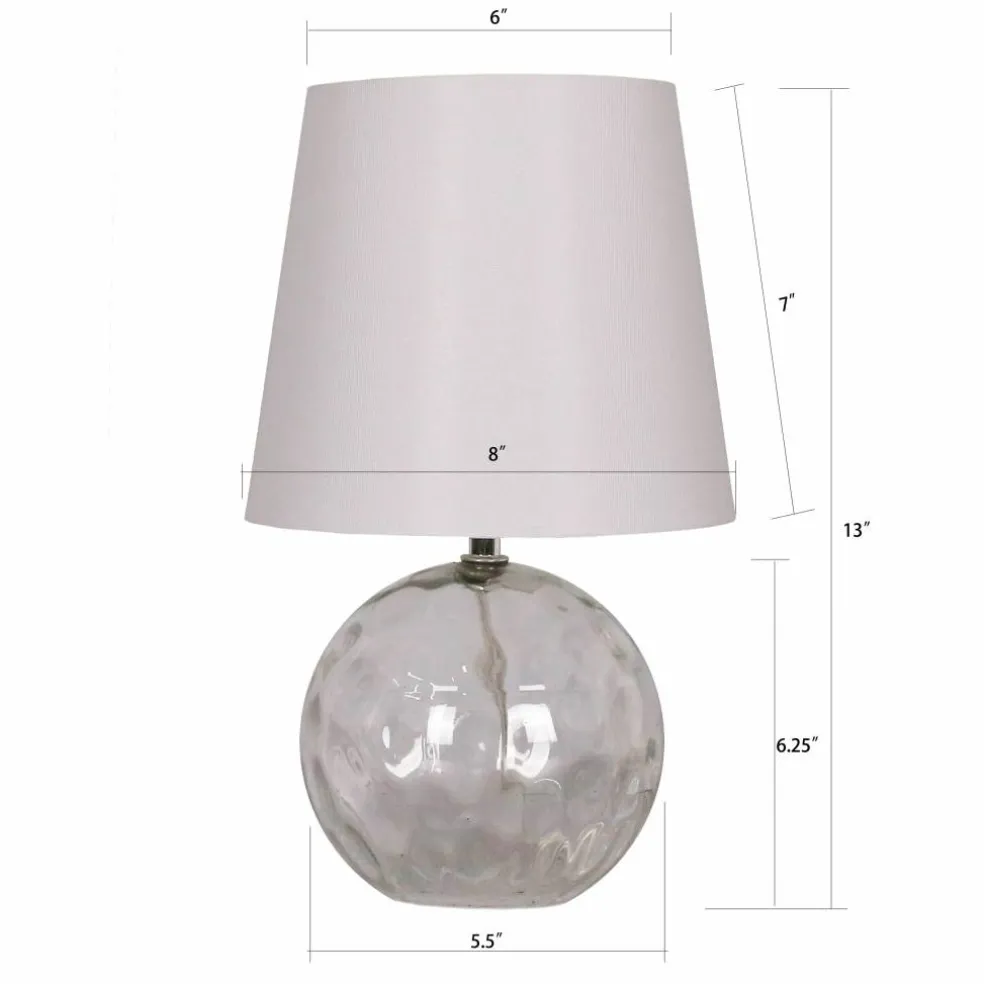 13" Glass Sphere Table Lamp with White Fabric Shade by Ashland®