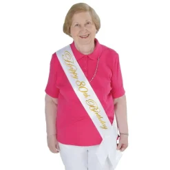Glittered Happy 80th Birthday Satin Sash