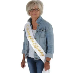 Glittered Happy 60th Birthday Satin Sash