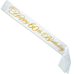 Glittered Happy 60th Birthday Satin Sash