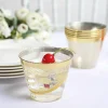 25 Glittered 9 oz Clear Plastic Disposable CUPS Gold Trim