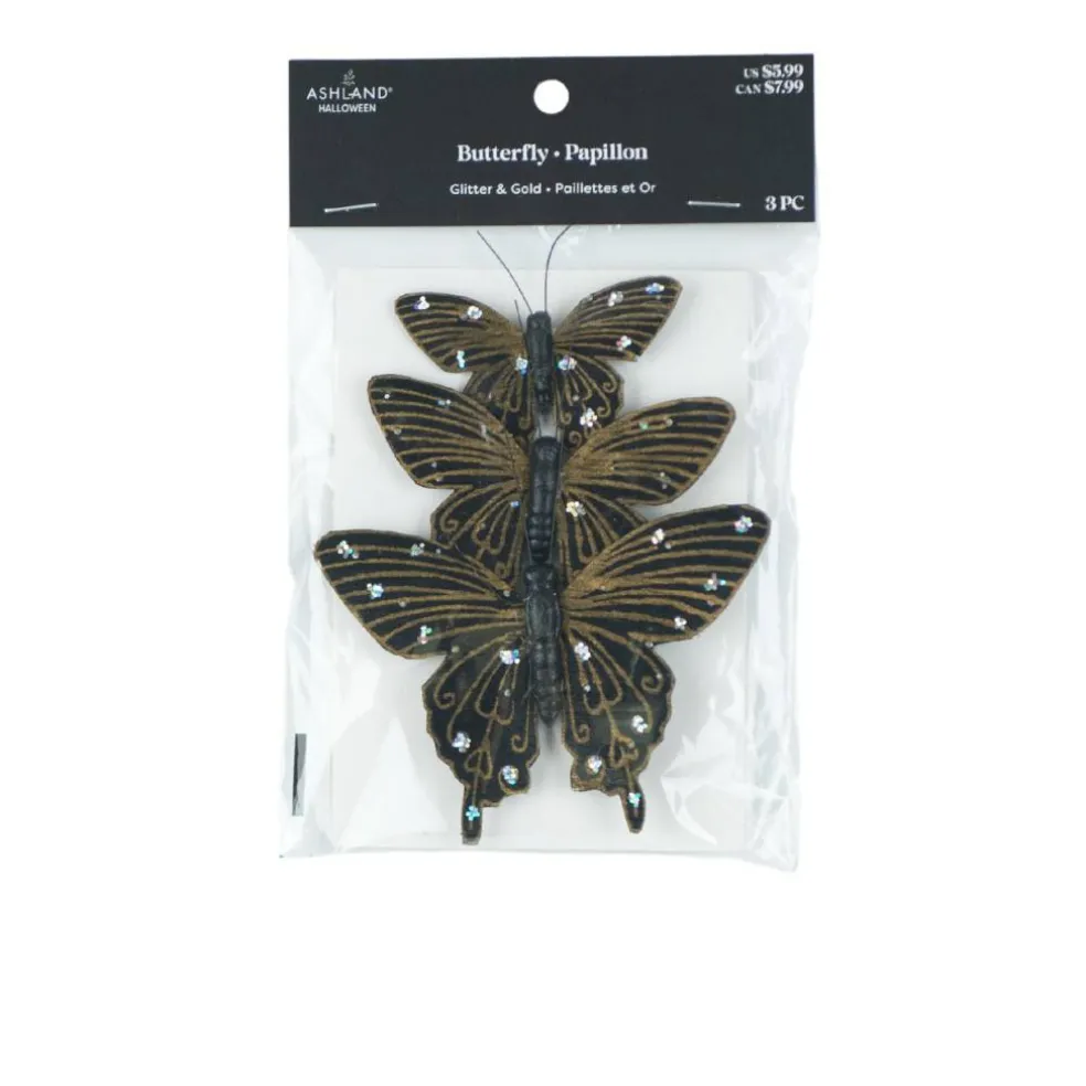 Glitter & Gold Butterfly Accents, 3ct. by Ashland®