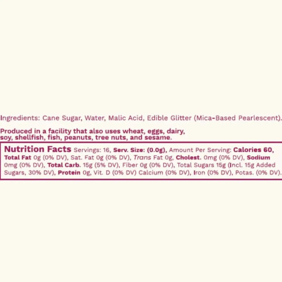 Glitter Simple Syrup, 16 fl oz for Cocktails with Edible Glitter