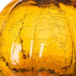 Glitzhome® Amber Crackle Glass Pumpkin Set