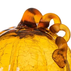 Glitzhome® Amber Crackle Glass Pumpkin Set