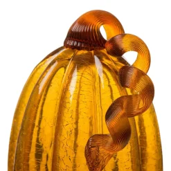 Glitzhome® Amber Crackle Glass Pumpkin Set
