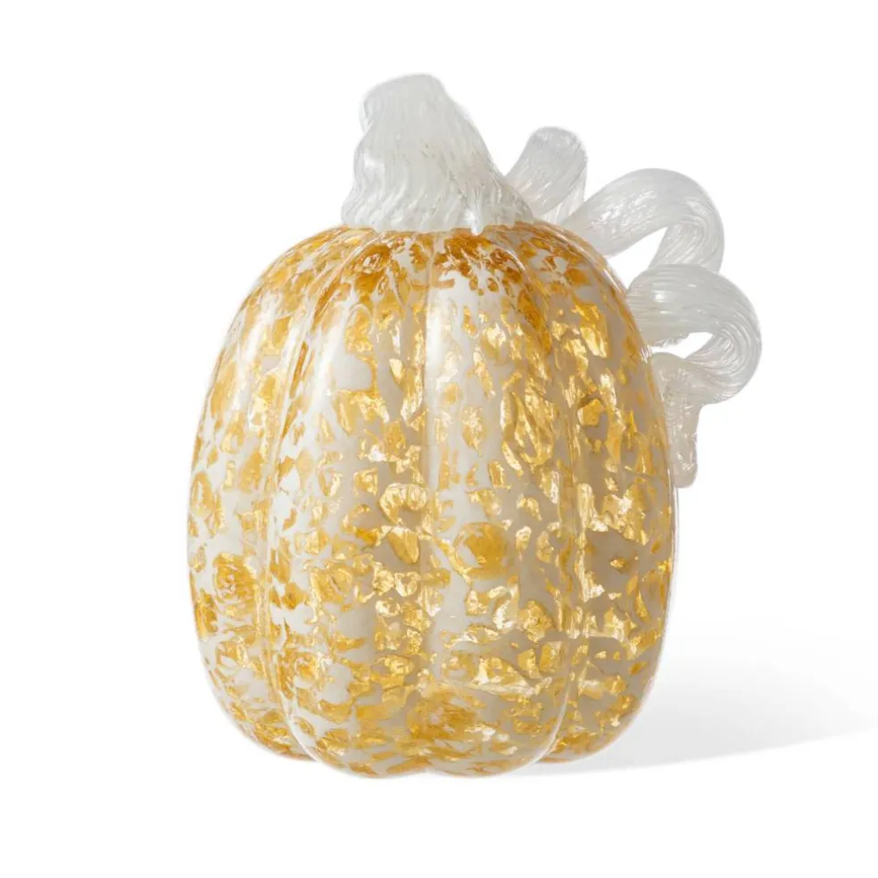 Glitzhome® Amber Dots Fall Pumpkin Glass Tabletop Accent