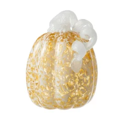 Glitzhome® Amber Dots Fall Pumpkin Glass Tabletop Accent
