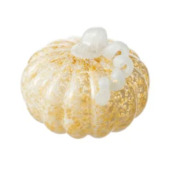 Glitzhome® Amber Dots Fall Pumpkin Glass Tabletop Accent