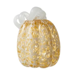 Glitzhome® Amber Dots Fall Pumpkin Glass Tabletop Accent
