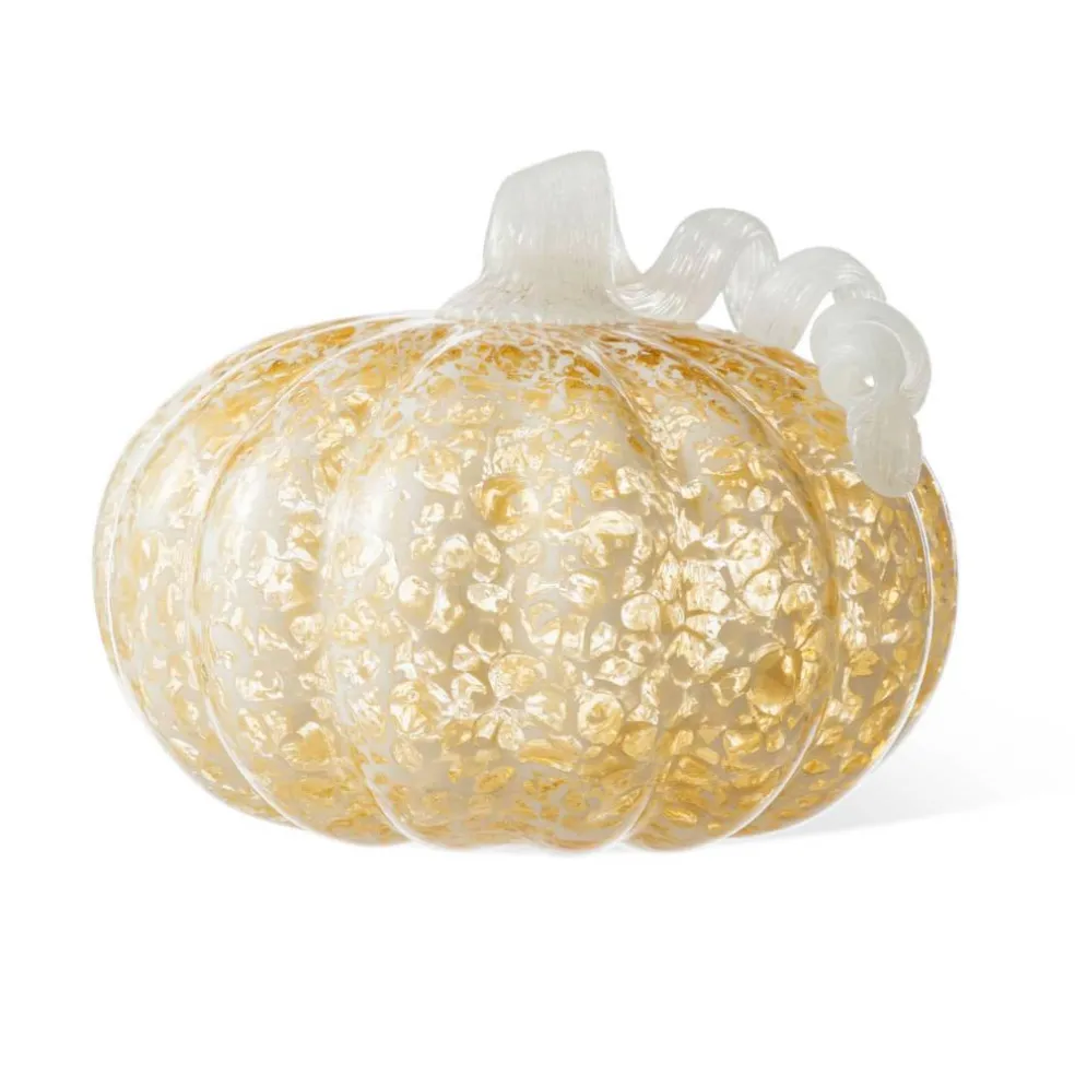Glitzhome® Amber Dots Fall Pumpkin Glass Tabletop Accent