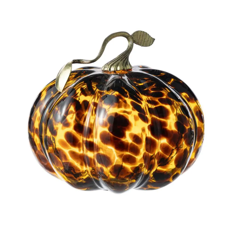 Glitzhome® Amber Dots Glass Pumpkin