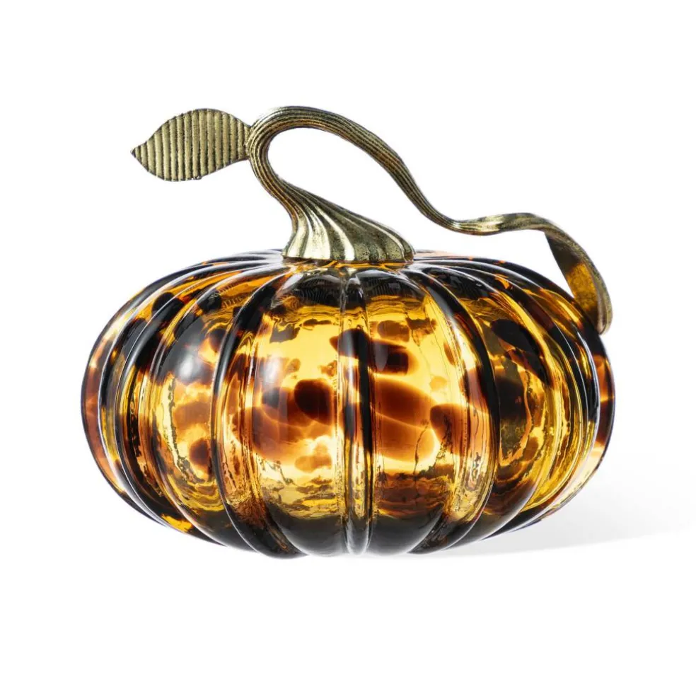 Glitzhome® Amber Dots Glass Pumpkin