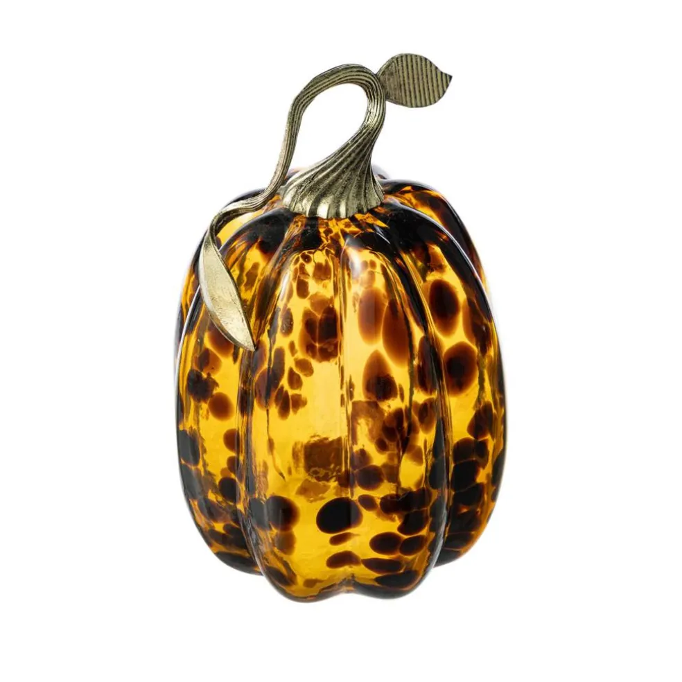 Glitzhome® Amber Dots Glass Pumpkin