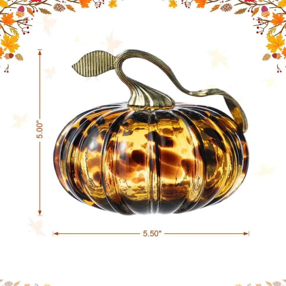 Glitzhome® Amber Dots Glass Pumpkin