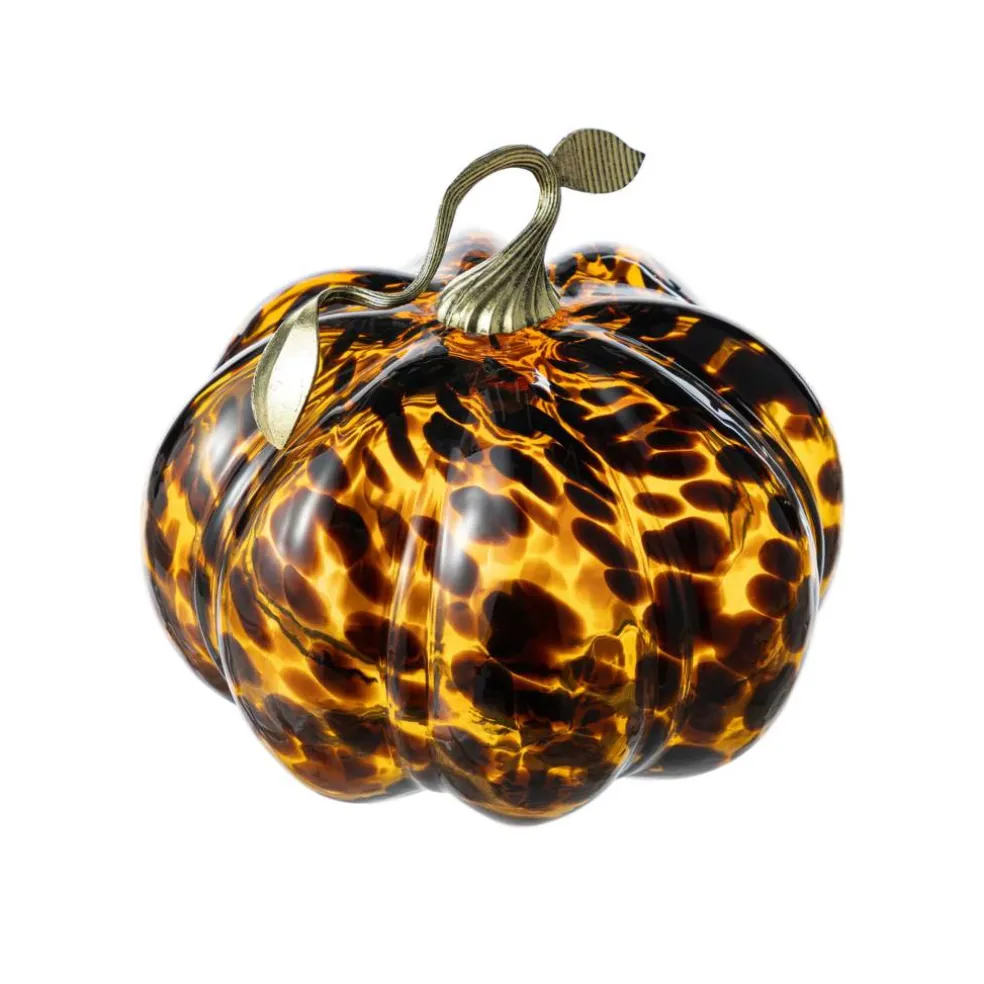 Glitzhome® Amber Dots Glass Pumpkin