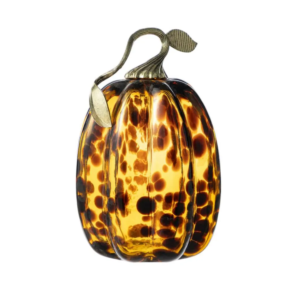Glitzhome® Amber Dots Glass Pumpkin