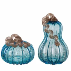 Glitzhome® Blue Glass Pumpkin Set