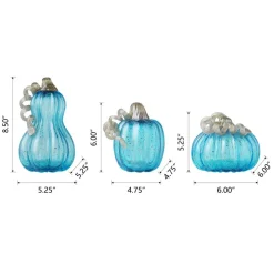 Glitzhome® Blue Glass Pumpkin Set
