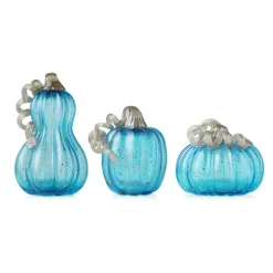 Glitzhome® Blue Glass Pumpkin Set