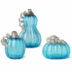 Glitzhome® Blue Glass Pumpkin Set