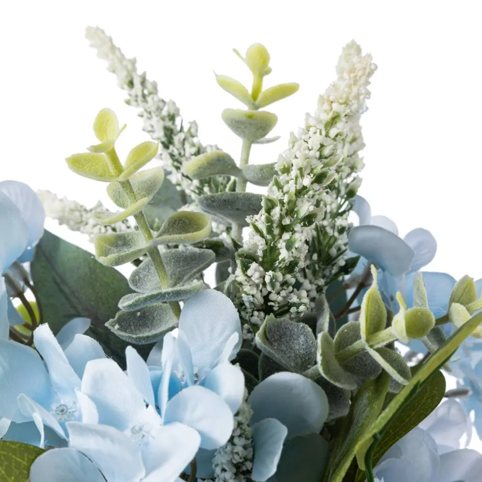 Glitzhome® 18" Blue Peony & Hydrangea with Ceramic Vase Centerpiece