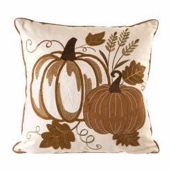 Glitzhome® Cotton Embroidered Pumpkin Pillow Cover