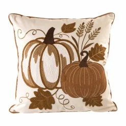 Glitzhome® Cotton Embroidered Pumpkin Pillow Cover
