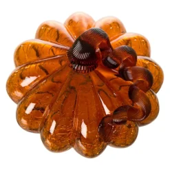Glitzhome® Crackle Glass Pumpkin, Amber