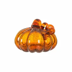 Glitzhome® Crackle Glass Pumpkin, Amber