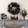 Glitzhome® 24"D Halloween Black Rose, Skeleton and Berry Wreath with Hanger