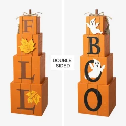 Glitzhome® 25.5" Double-Sided Wood Fall & Halloween Porch Décor