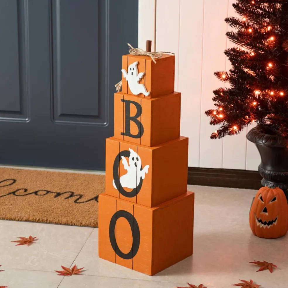 Glitzhome® 25.5" Double-Sided Wood Fall & Halloween Porch Décor