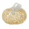 Glitzhome® 6" Fall Amber Dots Round Glass Pumpkin