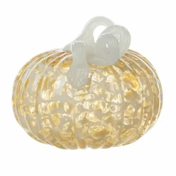 Glitzhome® 6" Fall Amber Dots Round Glass Pumpkin