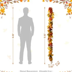 Glitzhome® 72" Fall Dahlia Pumpkin, Leaf and Berry Garland