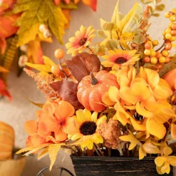 Glitzhome® 14" Fall Floral Cart Centerpiece