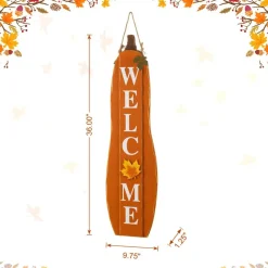 Glitzhome® 36" Fall & Halloween Reversible Wood Pumpkin Porch Sign